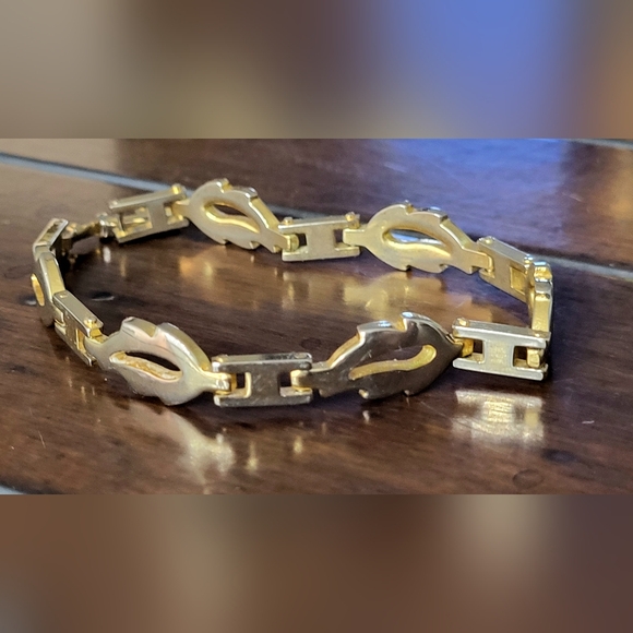 Vintage goldtone flat linked bracelet 8.25" - Picture 6 of 13